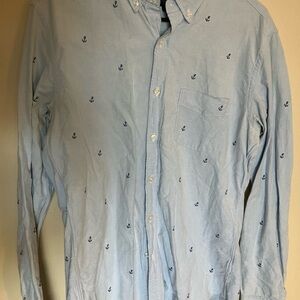 J. Crew Men's Light Blue Anchor Print Shirt